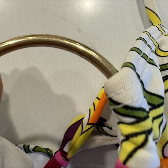 LETARTE Size 8 Floral Print Bikini Top Retro Halter Flower Power Swim Go Go - Picture 5 of 7